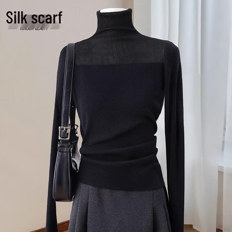 

Women s High-Neck Solid Color Pullover Sweater One Size