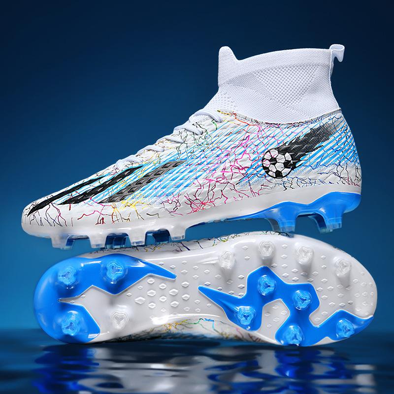 High Top Football Shoes Men's AG Long Nails TF Shredded Nails Children Older Boys Students Into Artificial Turf Training Shoes