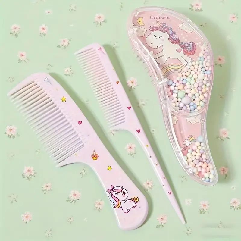 Unicorn Cartoon Comb for Kids' Long, Curly Hair - Anti-Tangle, Smoothing, Meridian Massage & Fluffing Tool