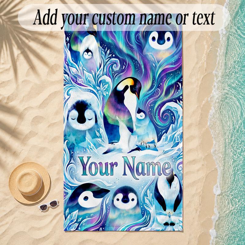 Snow Theme Soft Beach Towel Personalized Custom Name Text Towel Portable for Beach Pool Travel