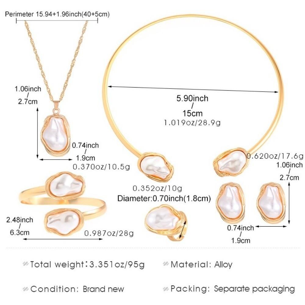 5pcs/set Punk Style Pearl Necklace Set Imitation Pearl Choker Necklace Set Women Jewelry