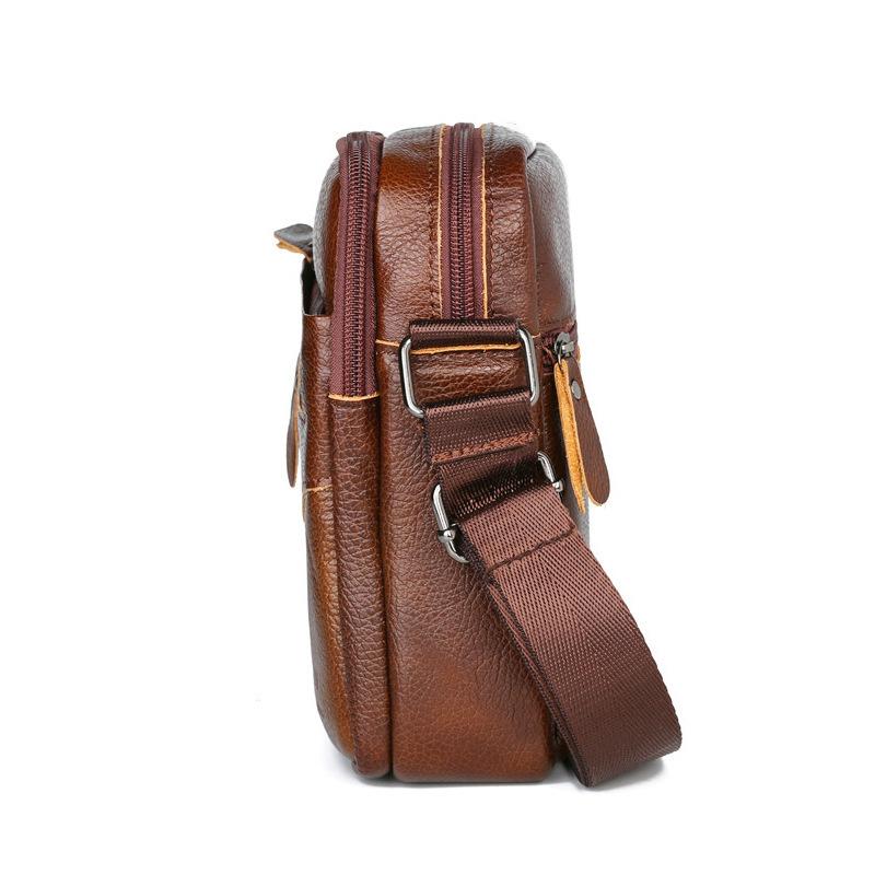 New men's messenger bag oil wax leather drop pattern men's bag vertical simple shoulder bag