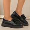 Summer New Solid Color Retro Small Leather Shoes Women's Large Size Platform College Bow