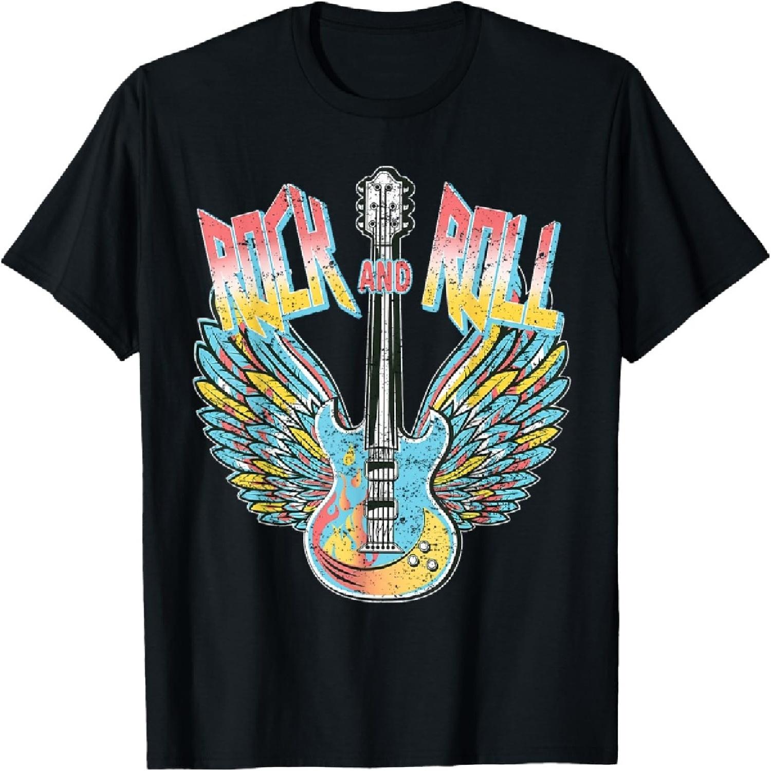

Vintage Retro 80s Rock & Roll Music Electric Guitar Wings T-Shirt XXXXXL різнокольоровий