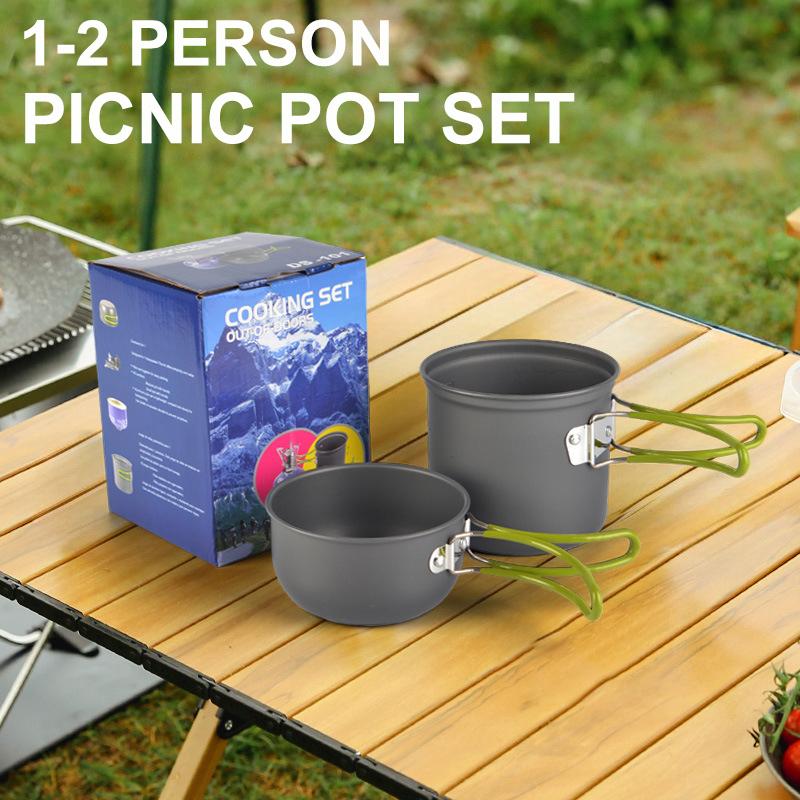 Camping Pot Set Ultralight Camping Cookware Mess Kit Outdoor Cooking Tableware for Hiking Trekking Picnic Fishing Mountaineering
