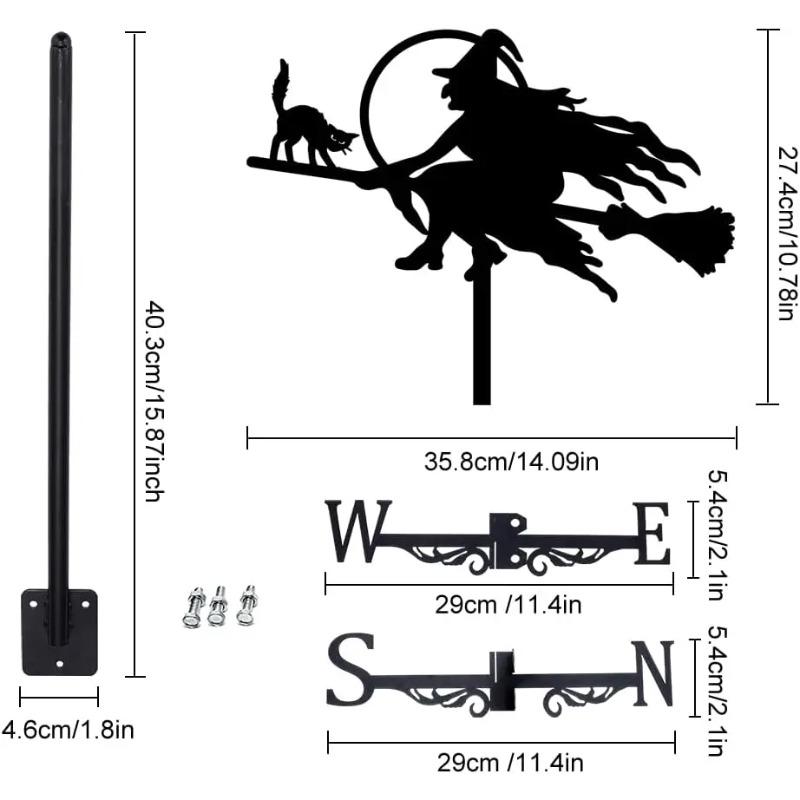 Weather Vane Metal Animal Iron, Witch And Dragon, Witch and Cat, Rooster, Outdoor Roof Garden Decoration Weather Vane, Home Crafts, Holiday Gifts