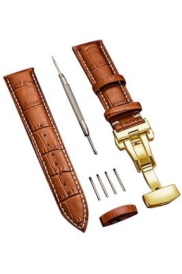 Watch Strap Watch Band 23mm 24mm 22mm 21mm 20mm 19mm 18mm Genuine Leather Watch Band Replacement Strap D Buckle Waterproof Sweatproof Watch Leather