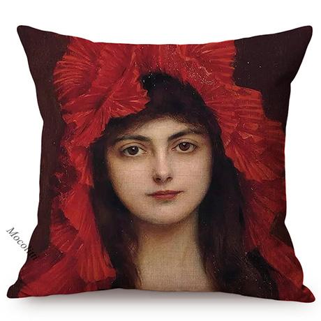 Netherlands Painter Albert Lynch Charming Girl Oil Painting Art Decoration Pillow Case Sexy Woman Sofa Cushion Cover Cojines