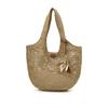 Beige Raffia Twisted Mesh Shoulder Bag L DCBA6E580I2