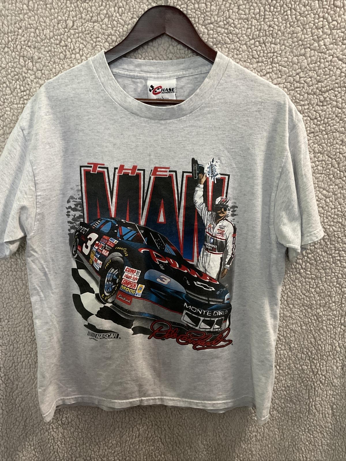 90s Dale Earnhardt VTG Chase Authentics The Man NASCAR Gray T-shirt Size L USA XXXXL