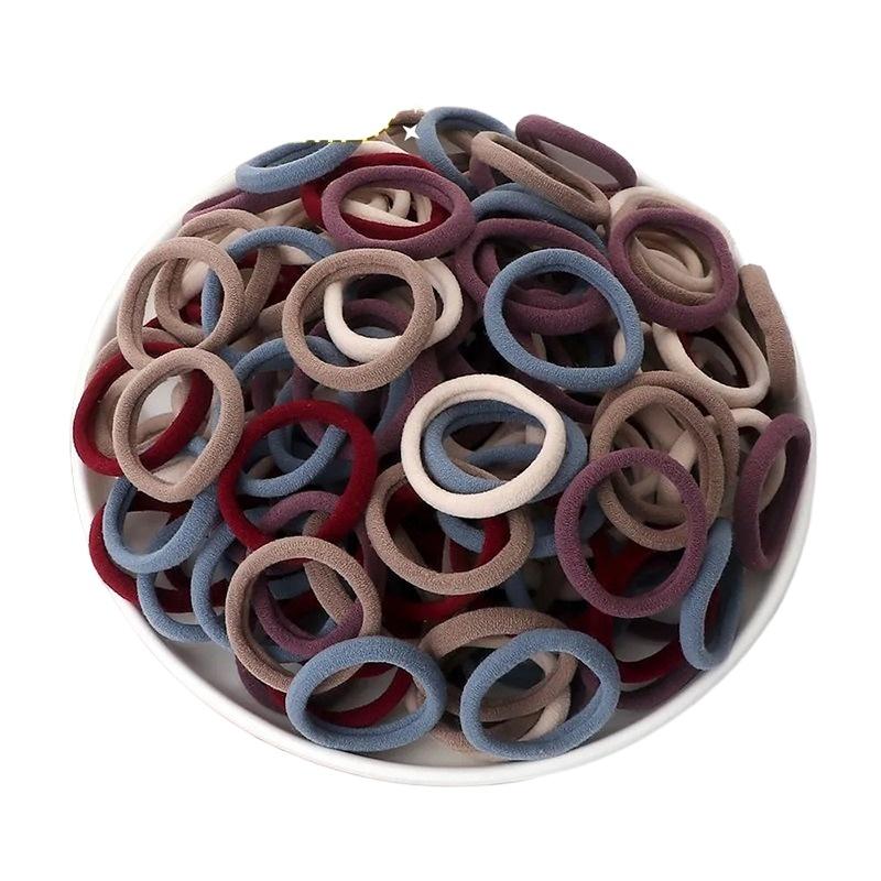 4cm Solid Color Elastic Hair Ties, Girls High Ponytail Towel Circle Hair Accessories