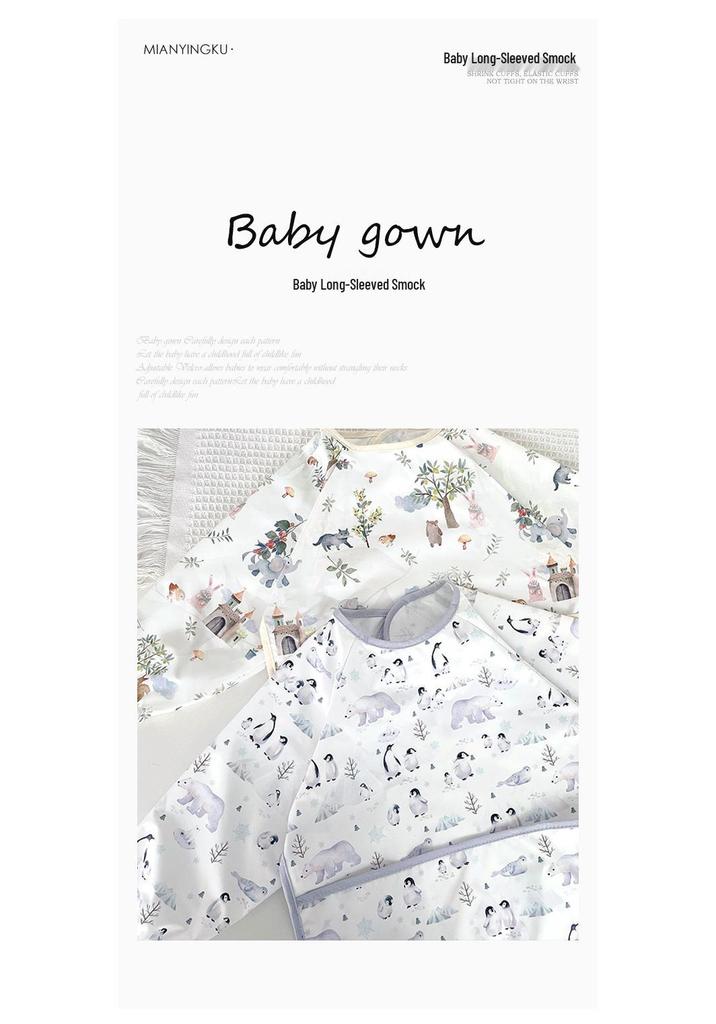 Waterproof Long Sleeve Baby Bib - Oil-Proof, Cotton Coverall for All Seasons.