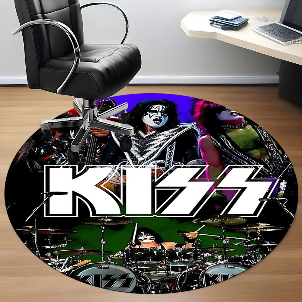 1ks KISS Hudební Kancelářský Kulatý Koberec, Pod Kancelářské Židle Ložnice Obývací Pokoj Domácí Dekorace a1016285