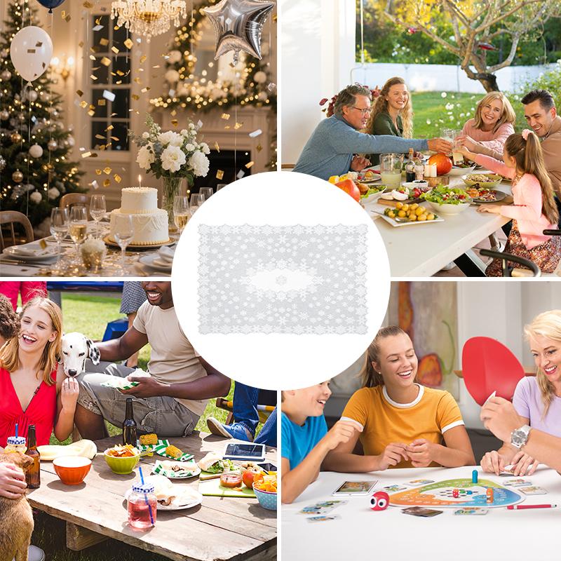 1 Stück Weihnachtsessen Party Vintage Tischdecke Tischdecke Polyester Heimdeko Schneeflockenspitze Weihnachten