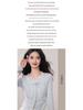 Kumikumi Women's Chic Blue Lace Tie-Up Long Sleeve Autumn Two-Piece Slimming T-Shirt