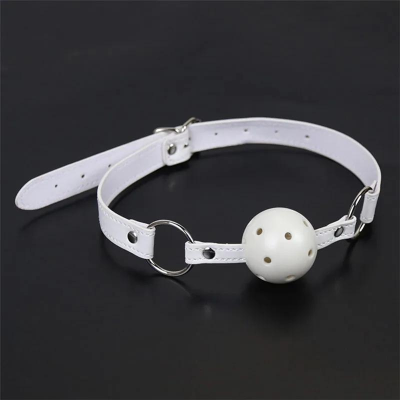 45mm White PU Leather Breathable Ball Gag Mouth Restraint Erotic Sexy Cosplay Flirting Sex Toys For Couples Adult Games