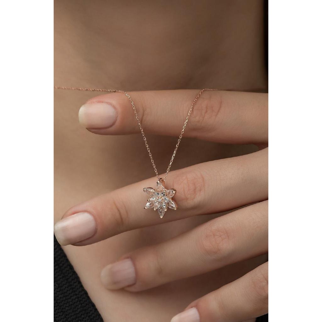 925 Sterling White Lotus Flower Necklace Women's Silver Necklace