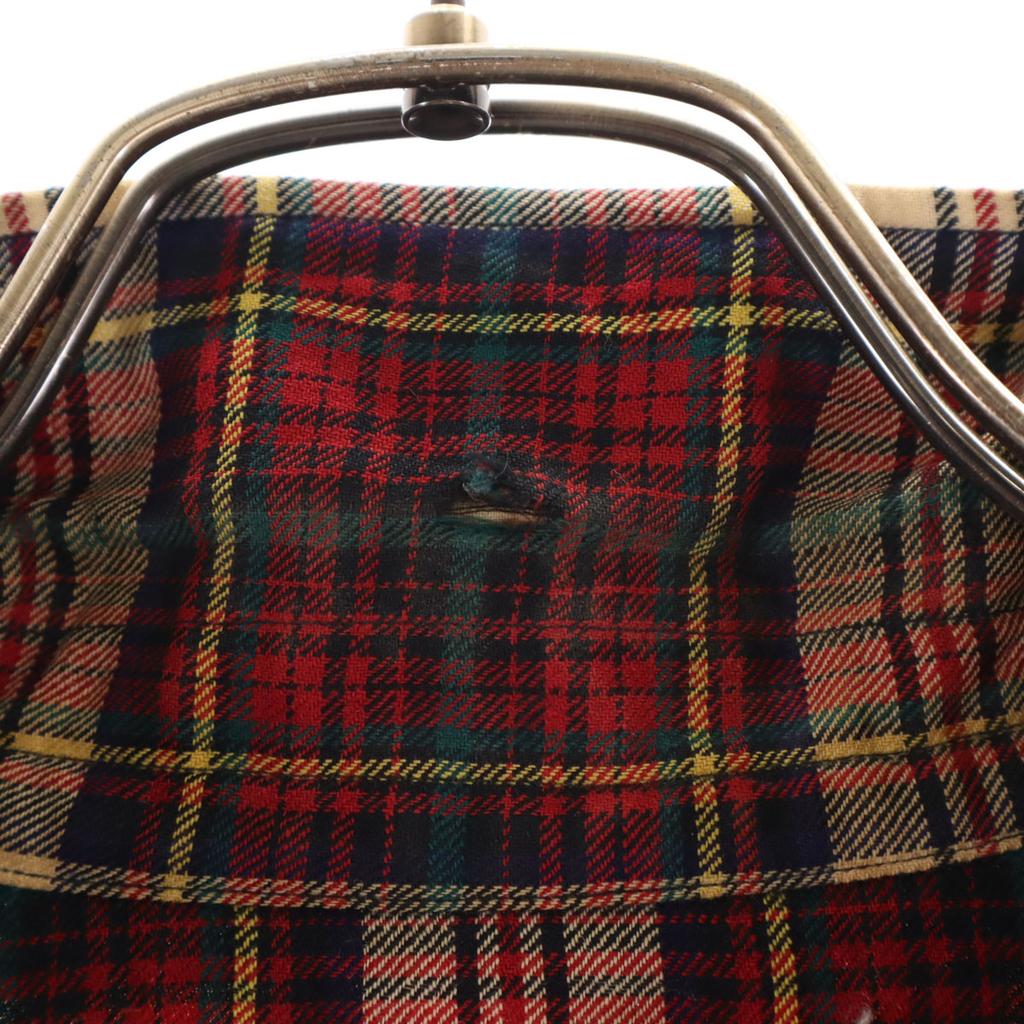 Hathaway 60s Vintage Open Collar Check Pattern Long Sleeve Open Collar Shirt Men's Used