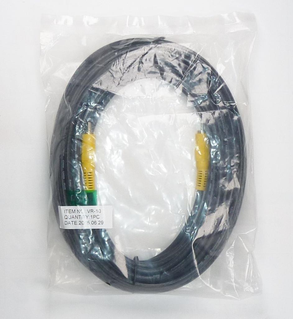 TOMOCA OFC Video Cable with RCA Plugs On Both Black VR-10 (10m) (3C-2V) Gold-Plated Ends,