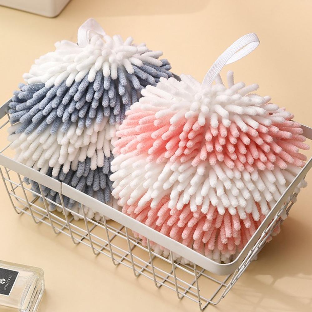 Soft Absorbent Hanging Hand Towel Quick Dry Microfiber Towels Comfortable Chenille Hand Ball  Home