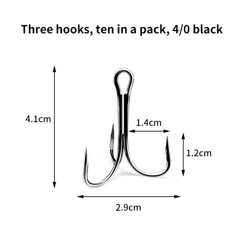 10pcs Sanben Hooks Lua Hooks Anchor Fishing Hooks Sea Fishing Hooks Triple Claw Anchor Hooks Silver Black Fishing Hooks 2#4#6#8#
