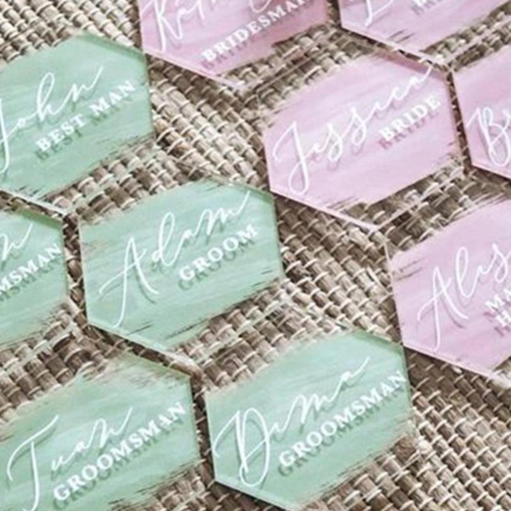 

Party Event Decor Blank Hexagon for Wedding Table Seating Card Guest Names Tag Signage Place Card 10pcs