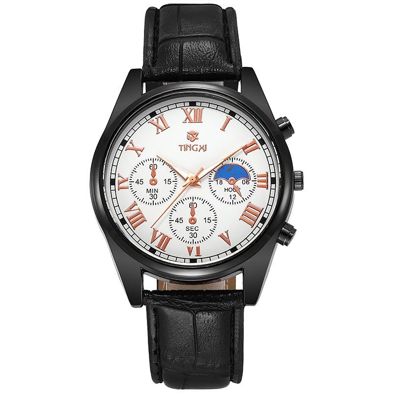 Fashionable Multi-function Non-mechanical Men's Watch With Waterproof Leather Strap