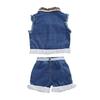 Baby Girls Denim Casual Outfit Sets Sleeveless Leopard Print Denim Leopard Print Denim Shorts Suits Girls