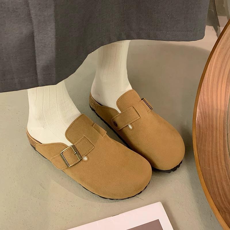 

Ретро Birken сумка голова тапочки женская верхняя одежда 2025 весна и лето новый толстая подошва один педаль Boken повседневный ленивый половина тапок 40