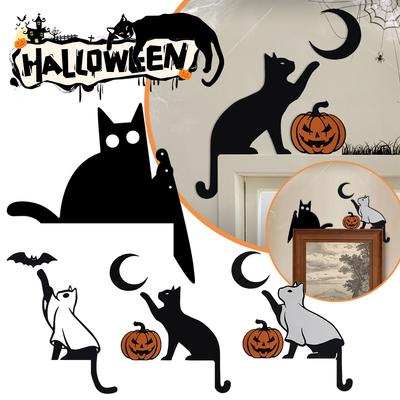 Halloween Tür Eckschild Niedliche Schwarze Katze Metall Tür Eckschild Hängender Schmuck Heim Wand Türen Rahmen Halloween Dekoration