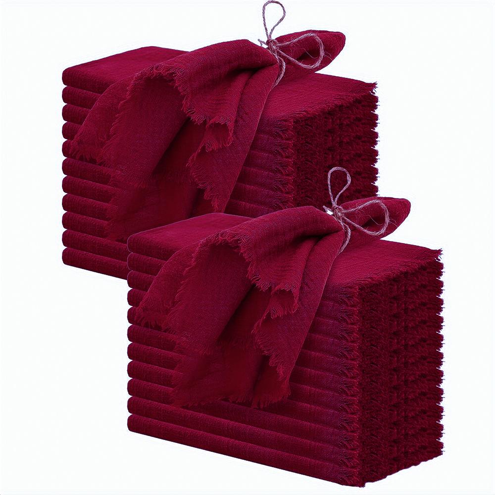 set of 10 Gauze Cotton Cloth Napkins 32x32cm Fabric Wedding Decor Everyday Use Dinner Tea Towel Table Village  Christmas Napkins