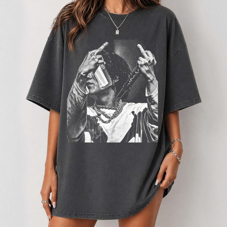 SUGA Middle Finger Agust D D-2 Unisex Papper Color New Women's Vintage Breathable Streetwear Oversized Loose Casual T-shirt