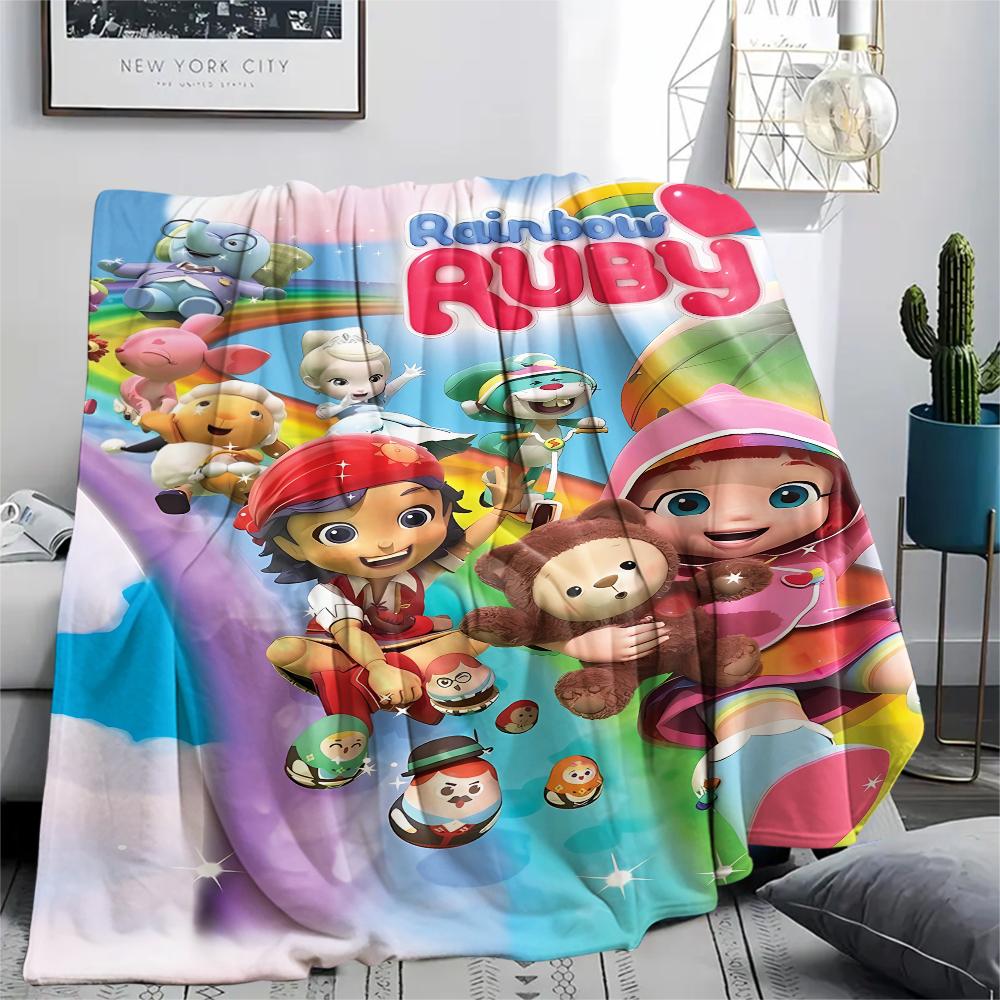 1 Pezzo Coperta in Flanella con Stampa Rubino Arcobaleno, Alta Qualità, Confortevole per Tutte le Stagioni, Decorazione per la Casa, Calore e Comfort, Perfetta per Regali di Natale