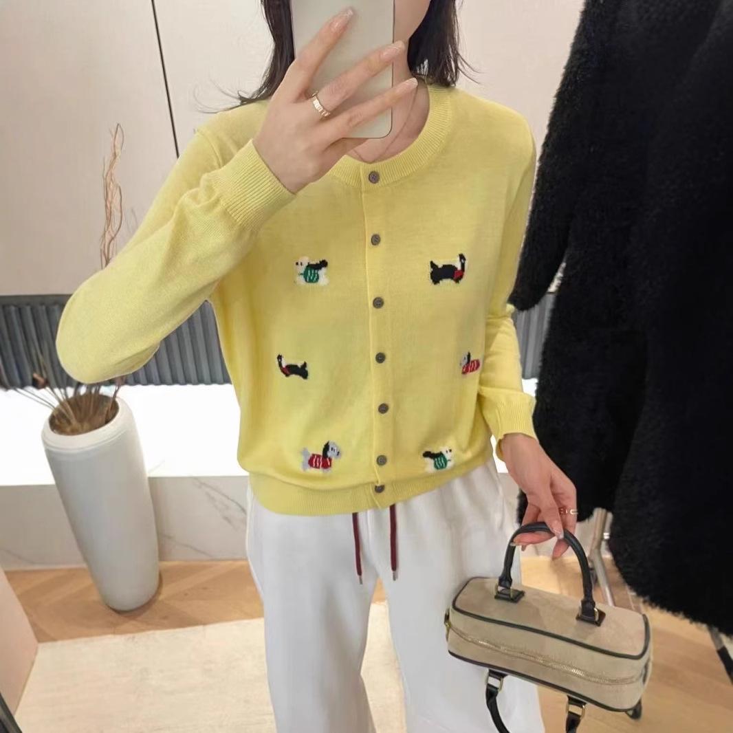

Women s Cartoon Animal Embroidery Knit Cardigan - Loose, Soft, Versatile Spring/Autumn Sweater Extra Large жовтий