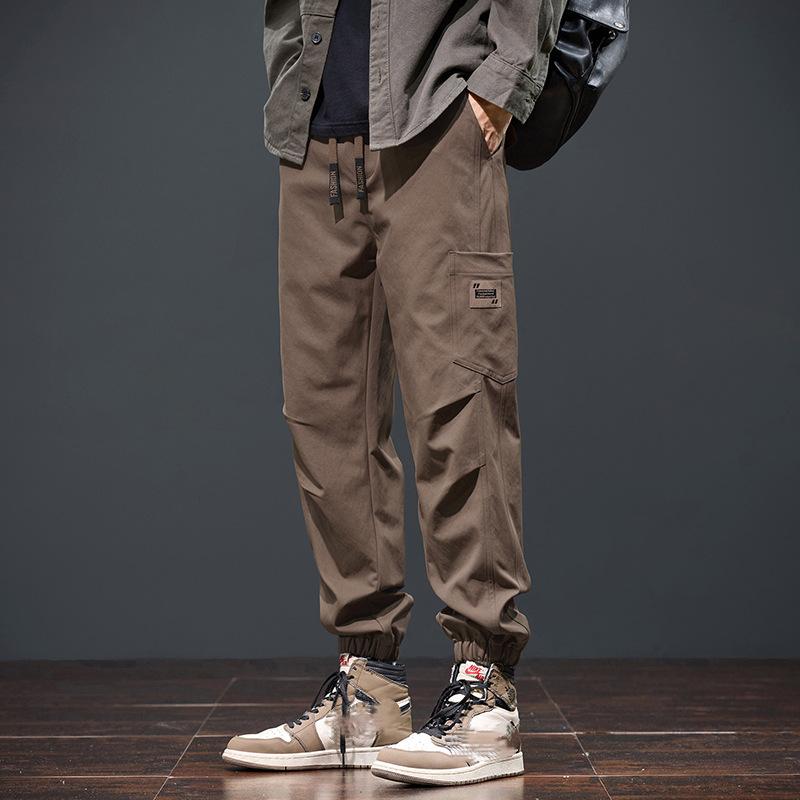 Spring And Autumn New Trendy American Overalls Men's Loose Legged Trousers Solid Color Casual Large Size Sports Pants For Men