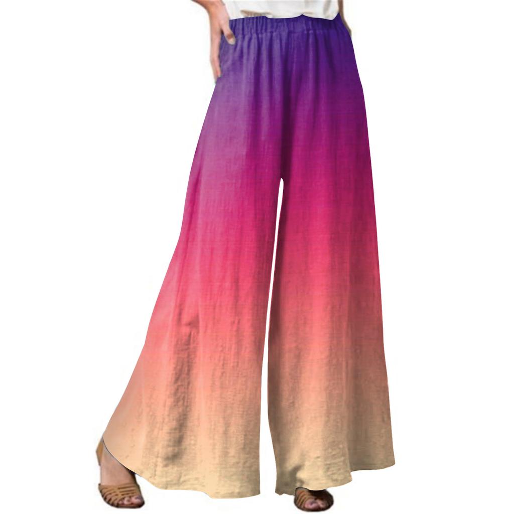Fashion Women's Printed Stitching Breathable Casual Loose Pants