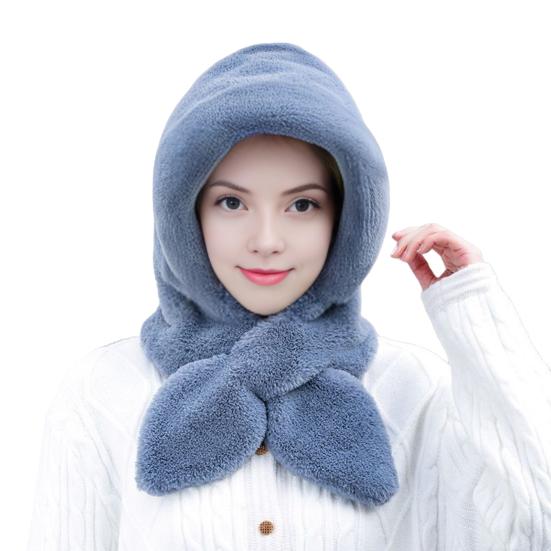 Women Hat Solid Color Elastic Knitted Warm Winter Hat With Scarf Outdoor