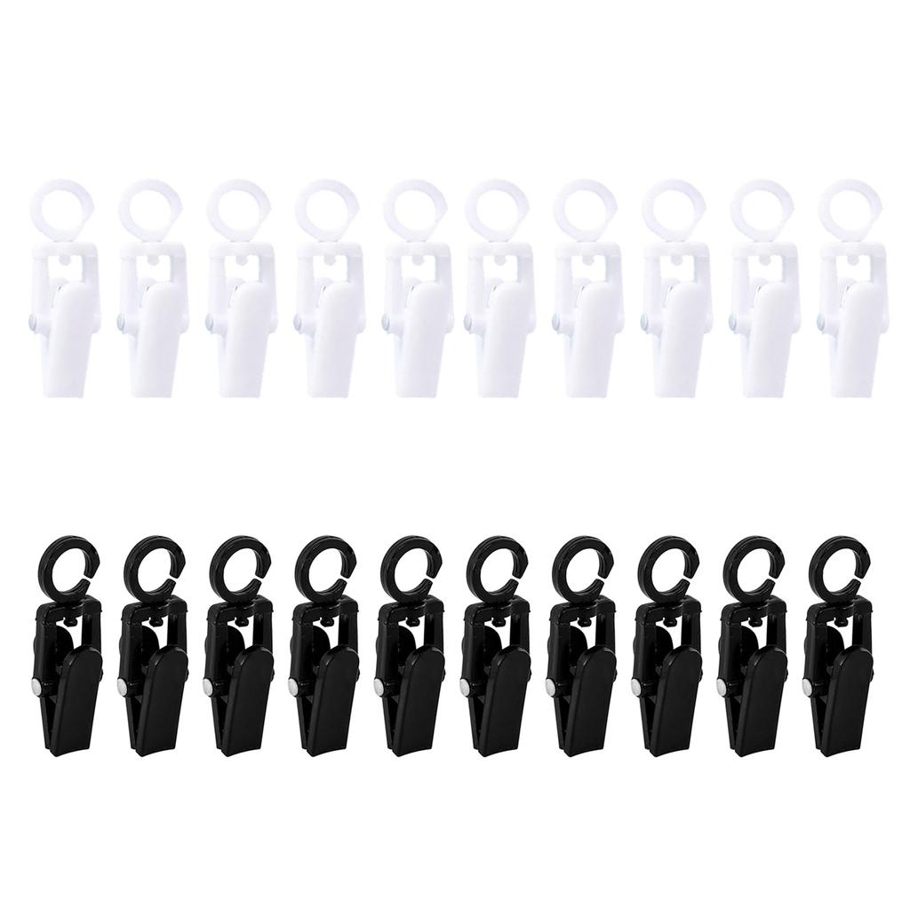 10 Pieces Hanging Laundry Hooks Clip Plastic Swivel Hanging Towel Clips Strong Clips with Hanger Hook for Curtain