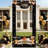 Black Gold Graduation Backdrop 2026 Banners With Star And Balloons Motifs Background For Photo Decorations 60X120CM