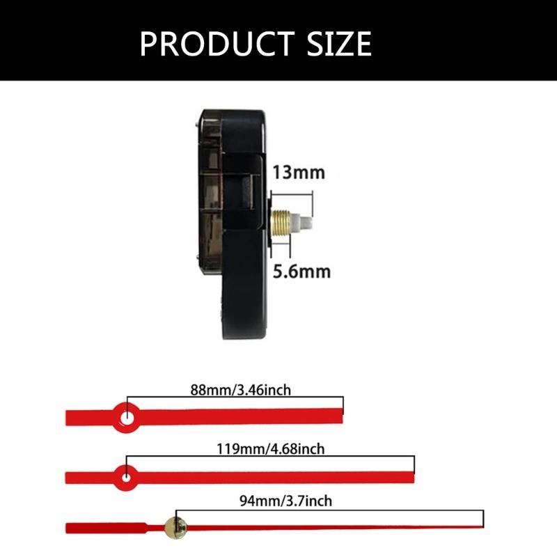 Quiet Quartzs Clock Movement Mechanism with Long Shaft Thread Motor and Metal Hands Kits for Clock Crafting Projects