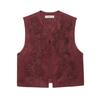 Fashion 2025 Early Autumn New Women's Fashion Casual Suede Like Texture Vest Embroidered Patterns Trendy & Versatile Sleeveless Tops