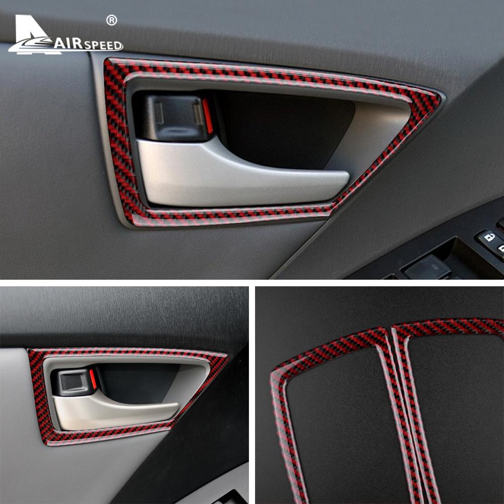 Real Soft Carbon Fiber for Toyota Prius 2010 2011 Accessories Interior Trim LHD RHD Car Side Inner Door Handle Frame Sticker