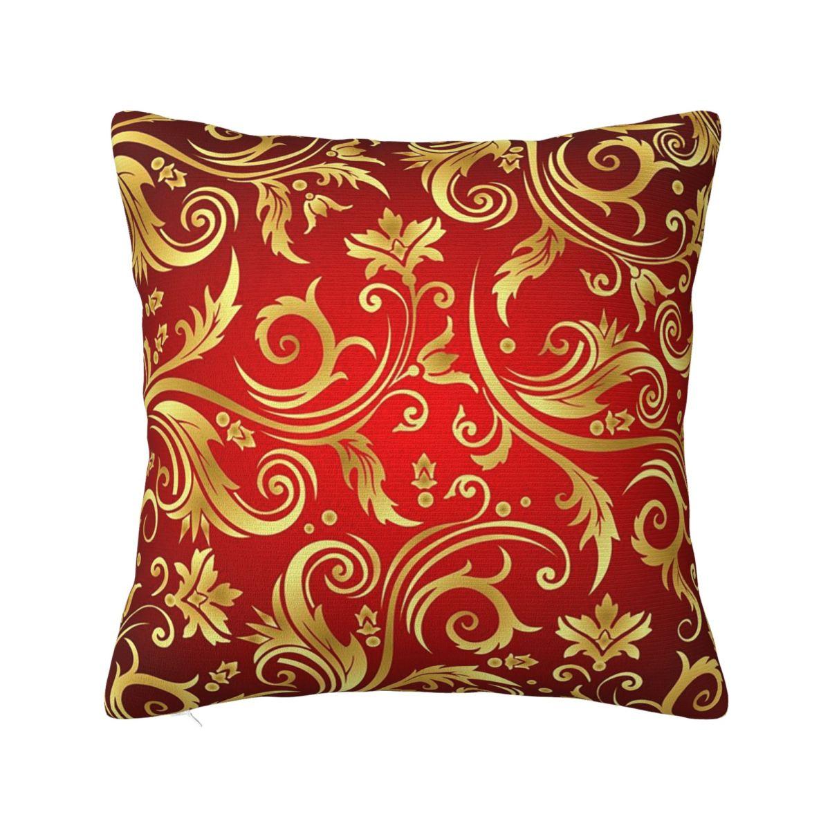 

Luxury Golden European Floral Baroque Victorian Art 3 Square Pillowcase Cushion Cover Pillow Case Throw Pillow Cover for Home 12x12Inch