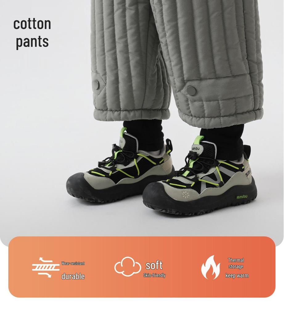 Stylish European Boys' Cotton Fleece Pants - Thick, Warm Winter 2025 Collection