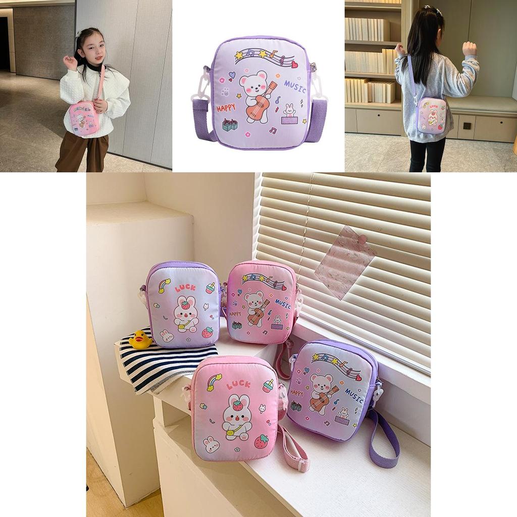 Adorable Rabbit And Bear Canvas Shoulder Bag For Kids Lightweight And Stylish Design