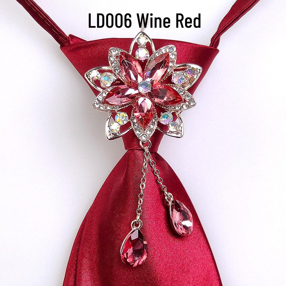 Broche en Cristal Élégante Européenne et Américaine Cravate Nœud Style Preppy pour Femmes