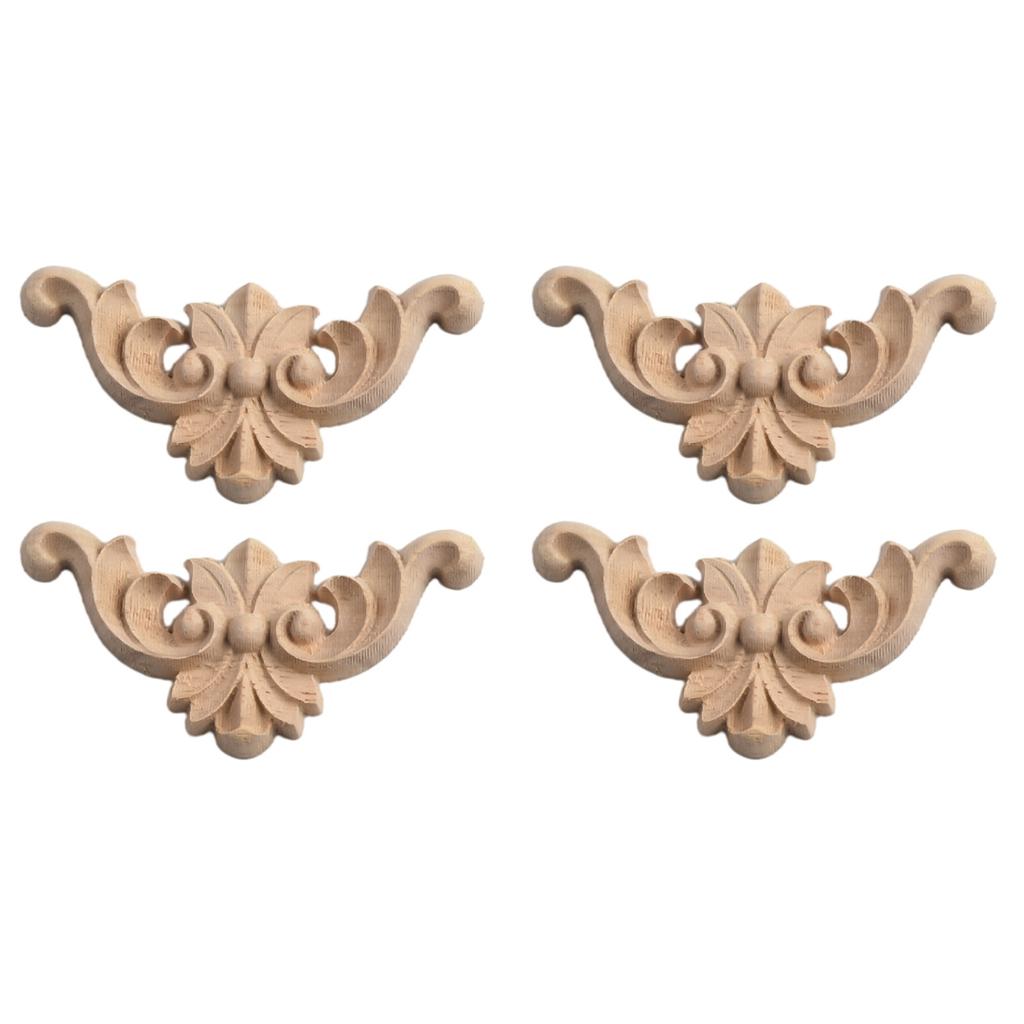 4x Wooden Carved Corner Onlay Furniture Applique Mouldings Decal DIY Home Decor