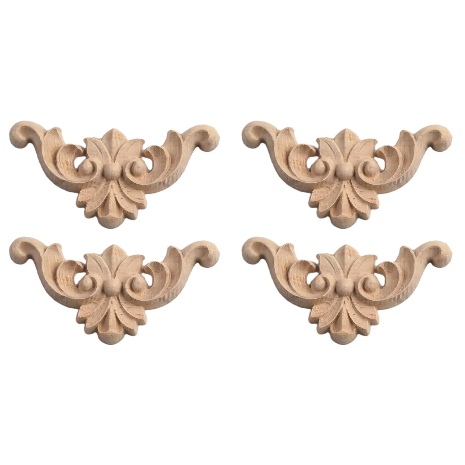 

4x Деревянная резная угловая накладка Мебельная аппликация Молдинги Декаль Сделай сам Домашний декор 4x4cm