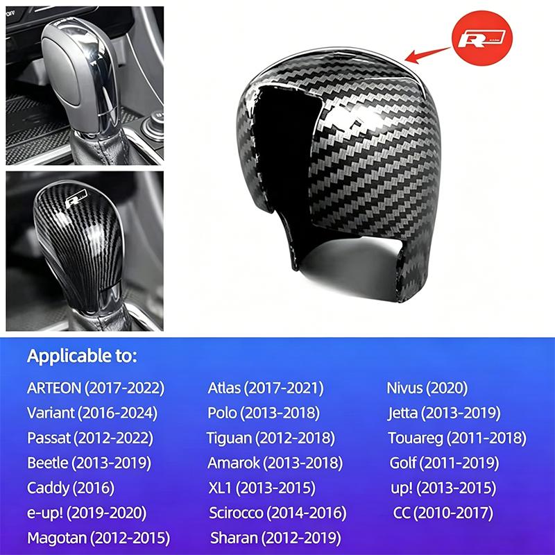 Volkswagen Gear Stick Cover Car Shift Lever Carbon Fibre Shell For VW Golf Polo GTI Tiguan R-Line Passat Variant Jetta Tirevalve