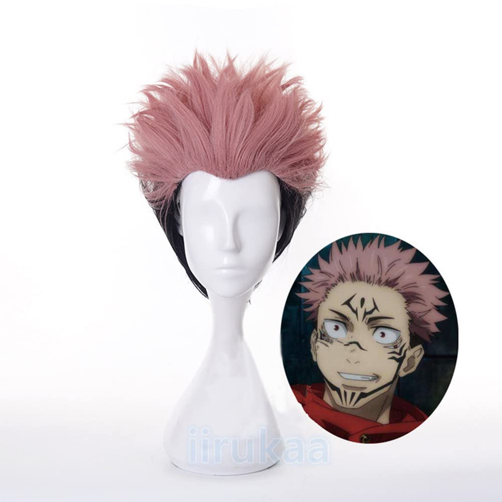 iirukaa Jujutsu Kaisen Sukuuna Ryomen Sukuna Wig Anime Cosplay Heat Resistant Wig Costume Photoshoot Event Accessories Cosplay Halloween Disguise